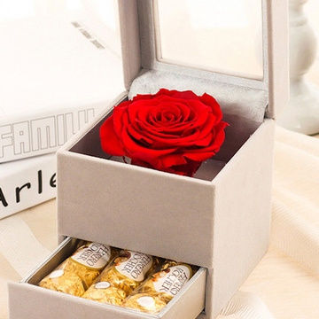 永生花进口玫瑰礼盒巧克力花盒鲜花速递全国圣诞节送女友送老婆