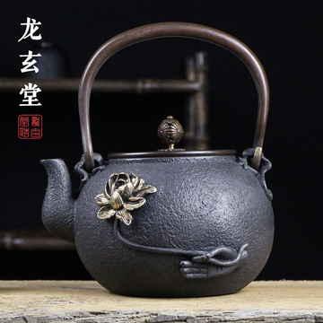 铁壶日本南部进口无涂层鎏金拈花一笑铸铁壶老铁壶烧水茶壶纯手工