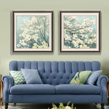 美式客厅挂画玄关壁画花卉植物卧室 简约时尚山茱萸花植物装饰画