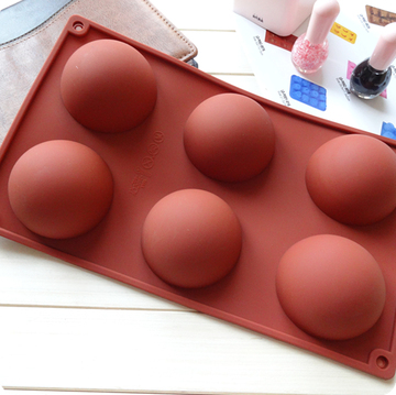 6连孔 大半圆形半球形型 DIY 硅胶蛋糕模具 皂模 果冻布丁