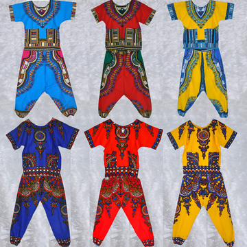 非洲鼓演出服 儿童民族舞印第安表演服装傣族泰国T恤衫民族风套装