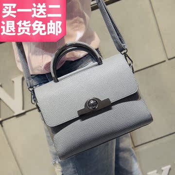 小包包2016新款时尚韩版女包潮流荔枝纹单肩包百搭斜跨小包手提包