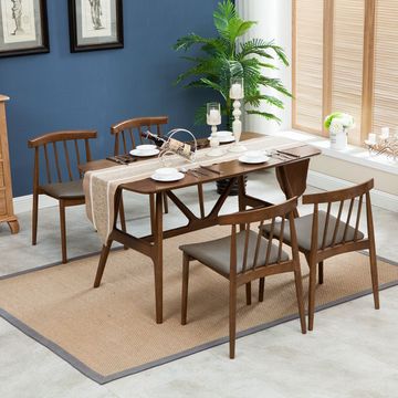 简约餐桌椅组合 北欧小户型全实木饭桌餐台现代胡桃色住宅家具