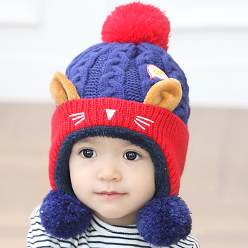 艾米古力  韩版 秋冬新款可爱造型毛线针织保暖帽  婴幼儿宝宝帽