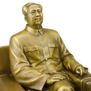 毛泽东铜像 座姿纯坐像 毛主席铜像化公门煞提升官运 纯铜28CM