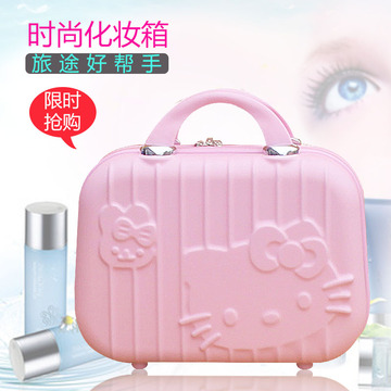 韩版可爱KT猫化妆箱 14寸卡通手提箱子迷你ABS手拎小旅行箱包邮