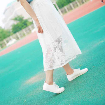2016夏白色蕾丝半身裙清新气质A字裙