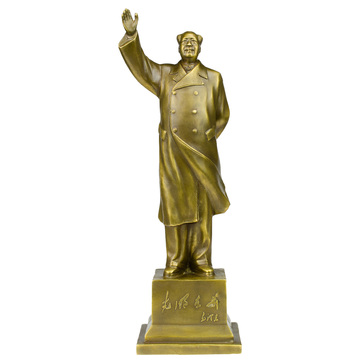厂家直销开光毛泽东铜像 毛主席光明在前挥手纯铜像32.8cm