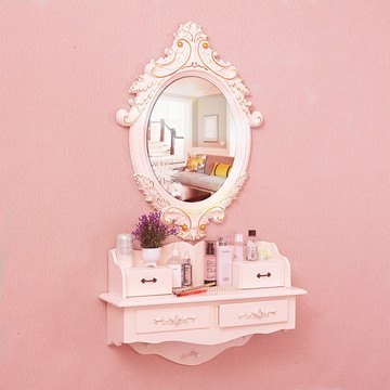 壁挂梳妆台小户型桌镜卧室欧式现代简约化妆台置物架梳妆桌抽屉式