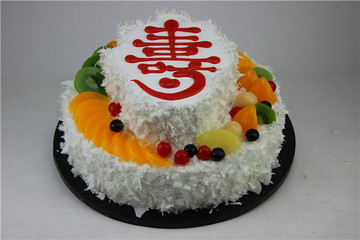 精美双层祝寿蛋糕模型 仿真生日蛋糕模型 祝寿贺寿庆生蛋糕样品