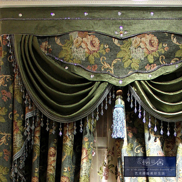 高档加厚雪尼尔浮雕花朵 美式乡村欧式客厅卧室成品遮光窗帘定制