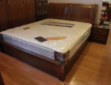 上海 品牌 红橡木 家具 简约 实木床 低箱床 平板床 双人床 D5型