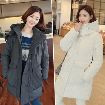 韩国代购2016冬装新款学生棉衣女大码中长款修身棉服女装外套棉袄