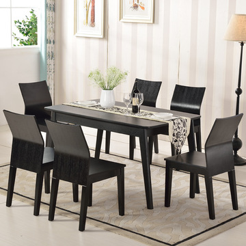全实木餐桌北欧现代简约小户型餐桌椅组合6人 日式长方形吃饭桌子