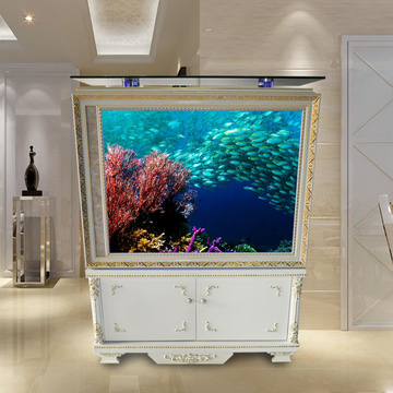 欧式创意鱼缸水族箱大型鱼缸屏风隔断1.2米生态鱼缸中型免换水