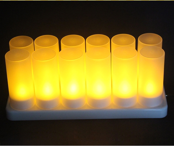 出口品质12座有杯充电蜡烛 咖啡厅LED电子仿真蜡烛 婚庆酒吧蜡烛