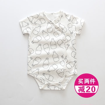 婴儿连体衣服夏季女宝宝夏装男0纯棉3个月新生儿三角哈衣6短袖1岁