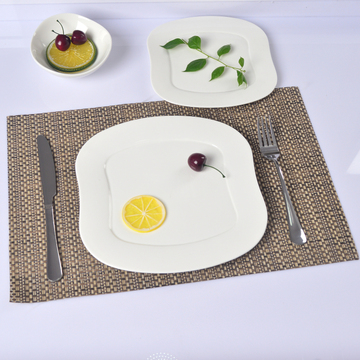 纯白创意西餐盘子陶瓷意面盘平盘牛排盘菜盘蛋糕点心方盘西式餐具
