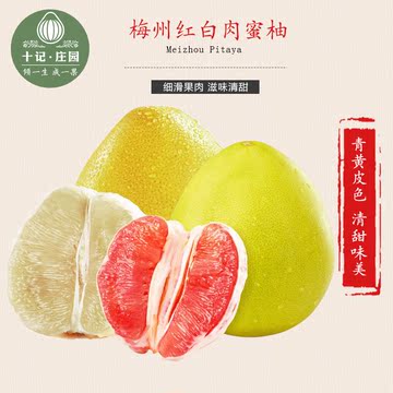 【十记庄园】梅州红肉蜜柚白肉柚子现摘现发新鲜水果2个装包邮