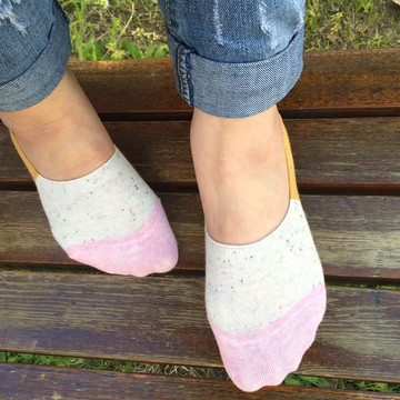 夏季薄款女士船袜拼色纯棉隐形袜后跟硅胶防滑浅口豆豆鞋袜单鞋袜
