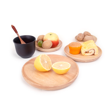 原木日式木碟子橡木托盘圆形零食盘果盘餐碟实木餐具木盘面包水果
