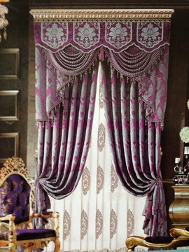 奢华欧式新款高档雪尼尔 大马士革花型卧室客厅全遮光窗帘