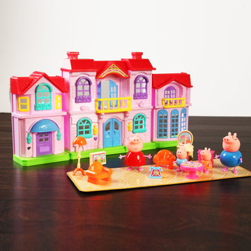 小猪玩具 粉红猪过家家玩具 佩琪一家四口 小妹女童房子套装