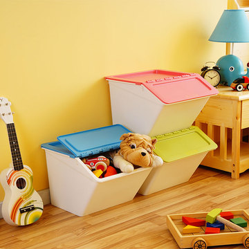 台湾进口组合大号塑料收纳箱有盖零食品整理箱衣服儿童玩具储物箱