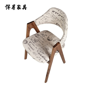 仿木餐椅 北欧现代简约铁艺餐椅设计师椅子 餐厅会所星巴克咖啡椅