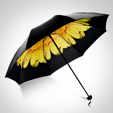 时尚太阳伞小皱菊黑胶创意小黑伞遮阳伞