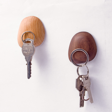 钥匙吸磁铁胡桃木质钥匙收纳创意门厅置物架零钱便条装饰墙壁挂钩