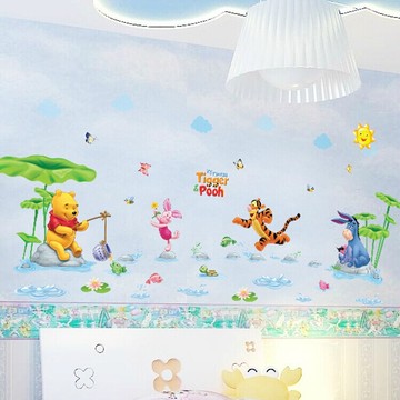 儿童房自粘卡通动物贴画幼儿园墙上贴纸墙面装饰墙画维尼小熊墙贴