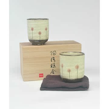 日本进口 情侣对杯 水杯 茶杯 茶具 手绘花卉 礼盒装 送人