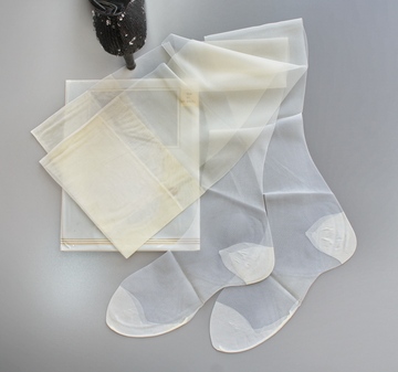 欧美无弹力超透明玻璃丝袜 尼龙丝袜护士新娘 白色网纹9.5码