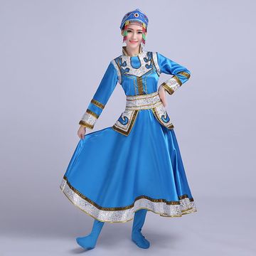 蒙古袍舞蹈服装演出服女款新款民族风女装服饰成人舞蹈演出服女式