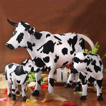 特价仿真毛绒奶牛玩具模型标本装饰品 动物摆件纯手工工艺品包邮