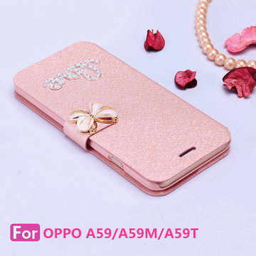 oppoa59手机壳OPPO A59m手机套翻盖保护支架皮套防摔外壳水钻女款
