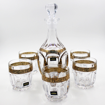 捷克玻希米亚进口水晶玻璃威士忌酒具套装创意酒杯酒瓶七件套
