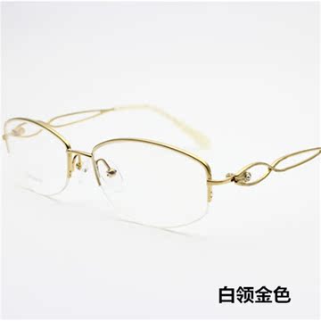 新款超轻纯钛半框近视眼镜架女款商务休闲镂空腿眼镜框可配防蓝光