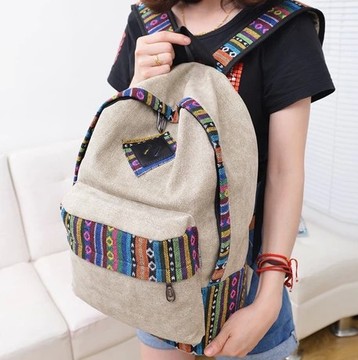 韩版超可爱背包帆布民族风双背学生书包流行旅行包时尚女包包大包