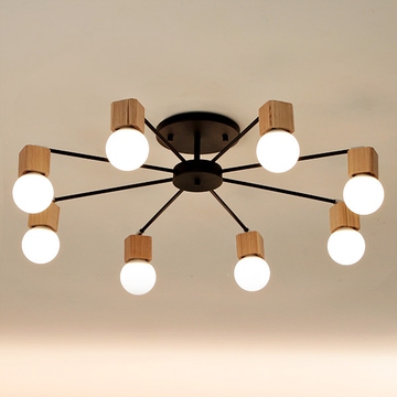 现代简约北欧创意实木创意吸顶灯 客厅卧室书房餐厅LED儿童房灯具