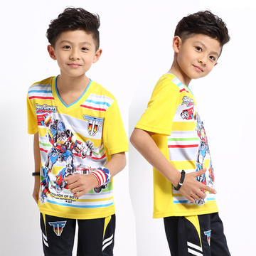 16韩版潮儿童短袖套装 男童夏季衣服 变形金刚卡通短袖短裤两件套