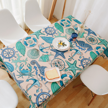 地中海海洋风格加厚棉麻桌布台布 质感棉麻餐桌盖布茶几布可定制