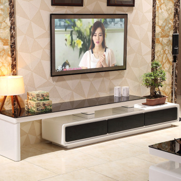 客厅现代简约钢化玻璃电视柜 可伸缩烤漆地柜电视机柜