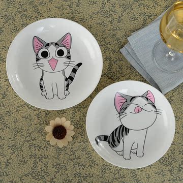 西餐盘创意餐具菜盘家用陶瓷儿童卡通圆形点心早餐盘水果牛排盘子