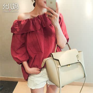 允儿妈^_^韩国代购女装独特铁锈红chili显气质3Way娃娃衬衫现货